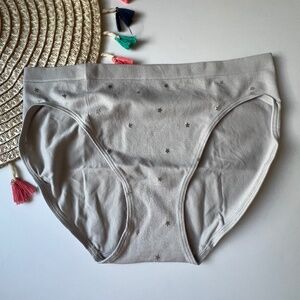 Victoria's Secret Seamless High-Leg Brief Panty Silver Pearl Stars Large NEW